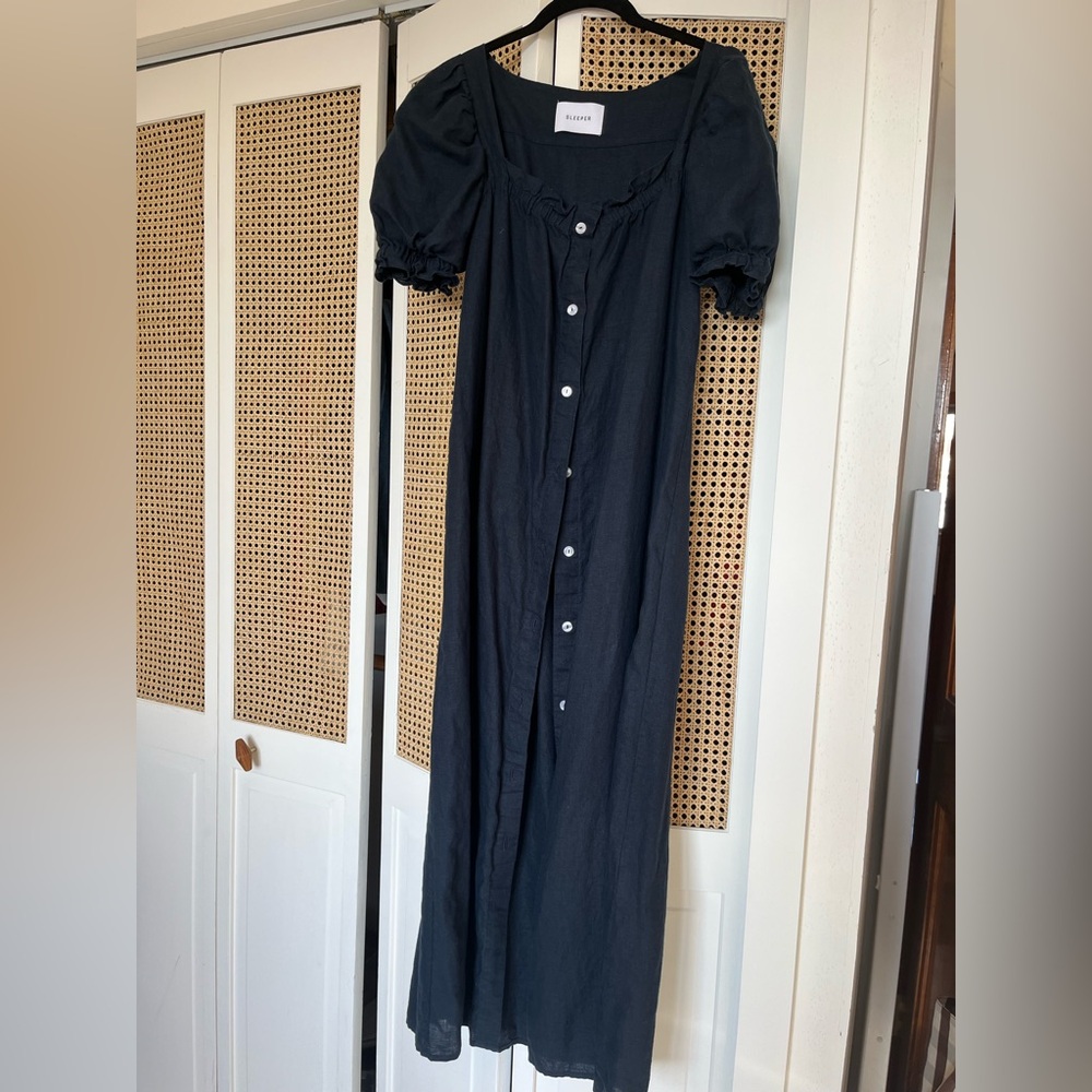 The Sleeper Brigitte Dress in Short Sleeve Navy